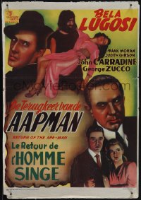 6g0317 RETURN OF THE APE MAN Belgian 1948 Bela Lugosi, John Carradine, different & ultra rare!