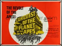 6g0172 CONQUEST OF THE PLANET OF THE APES British quad 1972 McDowall, apes are revolting, rare!