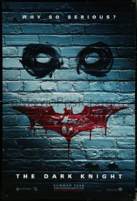 6g0795 DARK KNIGHT teaser DS 1sh 2008 why so serious? cool graffiti image of the Joker's face!