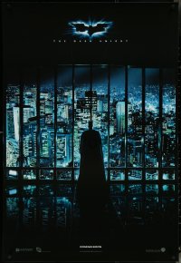 6g0674 DARK KNIGHT teaser DS English 1sh 2008 Christian Bale as Batman looking over city!