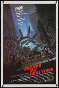 6g0805 ESCAPE FROM NEW YORK studio style 1sh 1981 Carpenter, Jackson art of decapitated Lady Liberty!