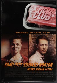 6g0812 FIGHT CLUB advance DS 1sh 1999 portraits of Edward Norton and Brad Pitt & bar of soap!