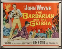 6g0395 BARBARIAN & THE GEISHA 1/2sh 1958 John Huston, art of John Wayne with torch & Eiko Ando!