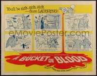 6g0408 BUCKET OF BLOOD 1/2sh 1959 Roger Corman, AIP, great cartoon monster art!