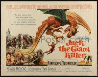 6g0457 JACK THE GIANT KILLER 1/2sh 1962 cool fantasy art of massive dragon carrying Kerwin Mathews!