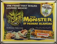 6g0470 MONSTER OF PIEDRAS BLANCAS 1/2sh 1959 art of fiend that walks Lovers' Beach & sexy girl!