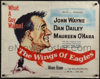 6g0521 WINGS OF EAGLES style A 1/2sh 1957 Naval Aviation pilot John Wayne, Maureen O'Hara, rare!