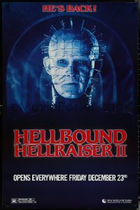 6g0831 HELLBOUND: HELLRAISER II teaser 1sh 1988 Clive Barker, close-up of Pinhead, he's back!