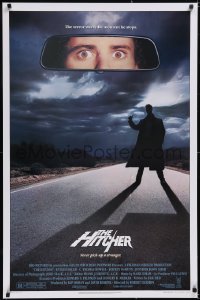 6g0835 HITCHER 1sh 1986 creepy hitchhiker Rutger Hauer, C. Thomas Howell, never pick-up a stranger!