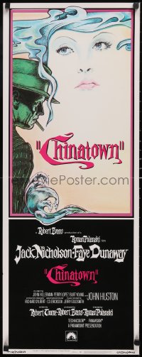 6g0211 CHINATOWN int'l insert 1974 art of Jack Nicholson & Faye Dunaway by Pearsall, Roman Polanski!