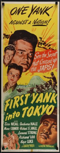6g0224 FIRST YANK INTO TOKYO insert 1945 Tom Neal & Hale in most daring mission ever, ultra rare!