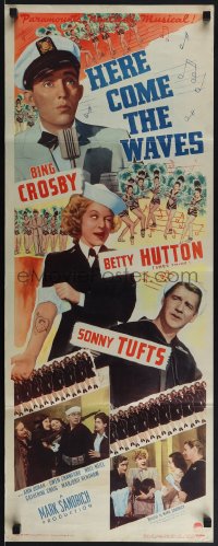 6g0227 HERE COME THE WAVES insert 1944 Navy sailor Bing Crosby & Betty Hutton w/Sonny Tufts, rare!