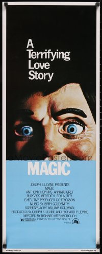 6g0238 MAGIC insert 1978 Richard Attenborough, ventriloquist Anthony Hopkins, creepy dummy image!