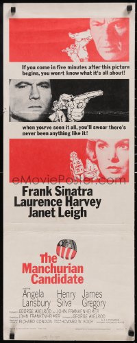 6g0240 MANCHURIAN CANDIDATE insert 1962 cool art of Frank Sinatra, directed by John Frankenheimer!