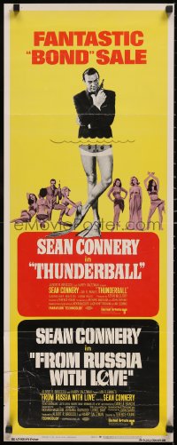6g0257 THUNDERBALL/FROM RUSSIA WITH LOVE insert 1968 Sean Connery Bond sale, ultra rare!