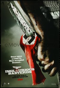6g0844 INGLOURIOUS BASTERDS teaser DS 1sh 2009 Quentin Tarantino, bloody knife through Nazi flag!