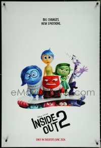 6g0845 INSIDE OUT 2 advance DS 1sh 2024 Walt Disney/Pixar, big changes, new emotions, cute!