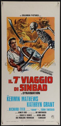 6g0260 7th VOYAGE OF SINBAD Italian locandina R1976 different art of Matthews with monsters!