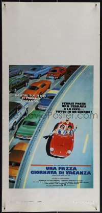 6g0262 FERRIS BUELLER'S DAY OFF Italian locandina 1987 best art of Broderick & friends in Ferrari!