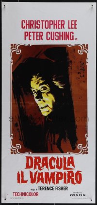 6g0266 HORROR OF DRACULA Italian locandina R1970 Hammer, great Piovano art of vampire Christopher Lee!