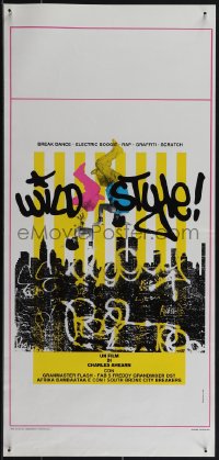 6g0270 WILD STYLE Italian locandina 1984 cool graffiti style artwork of breakdancers, ultra rare!