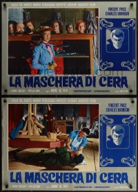 6g0368 HOUSE OF WAX set of 10 Italian 18x27 pbustas R1970 completely different art of monster by Mario Piovano!