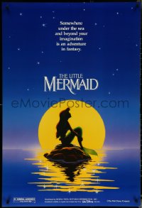 6g0870 LITTLE MERMAID teaser DS 1sh 1989 Disney, great art of Ariel in moonlight by Morrison/Patton!