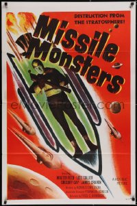 6g0884 MISSILE MONSTERS 1sh 1958 aliens bring destruction from the stratosphere, wacky sci-fi art!