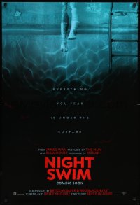 6g0892 NIGHT SWIM teaser DS 1sh 2024 haunted swimming pool, everything you fear is under the surface!