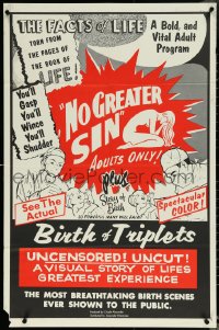 6g0894 NO GREATER SIN/BIRTH OF TRIPLETS 25x38 1sh 1966 pseudo-documentaries giving the facts of life!