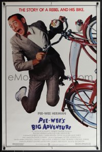 6g0901 PEE-WEE'S BIG ADVENTURE 1sh 1985 Tim Burton, best image of Paul Reubens & his beloved bike!