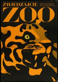 6g0734 ZWIEDZAJCIE ZOO Polish 27x39 1967 wonderful art of tiger by Waldemar Swierzy!