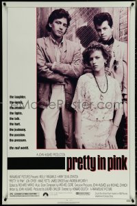 6g0909 PRETTY IN PINK 1sh 1986 great portrait of Molly Ringwald, Andrew McCarthy & Jon Cryer!