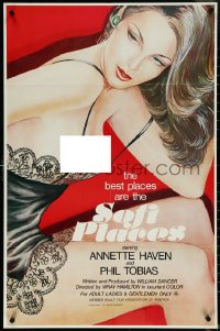 6g0946 SOFT PLACES 24x36 1sh 1977 cool Villagran artwork of sexy Annette Haven in skimpy lingerie!