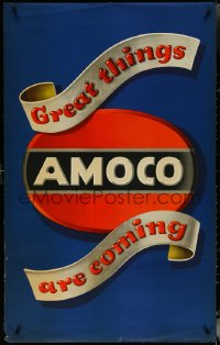6g0655 AMOCO 27x43 advertising poster 1940 cool art of sign, great things are coming!