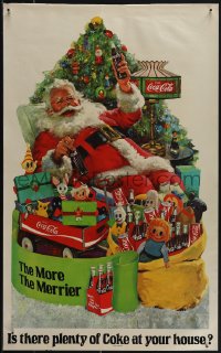 6g0289 COCA-COLA 16x26 advertising poster 1970s Santa asks is there plenty at your house, rare!