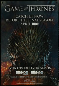 6g0658 GAME OF THRONES tv poster 2019 great image of Iron Throne, promoting HBO On Demand & HBO GO!