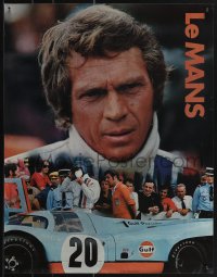 6g0333 LE MANS 17x22 special poster 1971 Gulf Oil, close up of race car driver Steve McQueen!