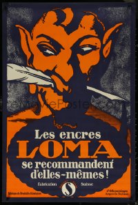 6g0648 LES ENCRES LOMA 24x35 Swiss advertising poster 1920s devil with quill in mouth, ultra rare!