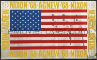 6g0279 RICHARD NIXON/SPIRO AGNEW foil 13x21 political campaign 1968 incredible foil art of U.S. flag!