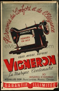 6g0123 VIGNERON 31x47 French advertising poster 1949 red and black sewing machine, ultra rare!
