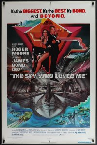 6g0950 SPY WHO LOVED ME 1sh 1977 great art of Roger Moore as James Bond by Bob Peak!