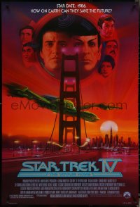 6g0953 STAR TREK IV 1sh 1986 art of Leonard Nimoy, Shatner & Klingon Bird-of-Prey by Bob Peak!