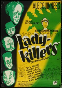 6g0116 LADYKILLERS Swedish 1956 art of Alec Guinness & gangsters, Ealing classic, ultra rare!