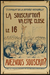 6g0094 3E EMPRUNT DE LA DEFENSE NATIONALE 32x47 French WWI 1917 Tel art of soldiers, ultra rare!