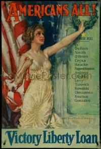 6g0660 AMERICANS ALL 27x40 WWI war poster 1919 wonderful Howard Chandler Christy patriotic art!