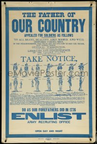6g0130 FATHER OF OUR COUNTRY 28x42 WWI war poster 1917 soldiers demonstrating rifles, rare!