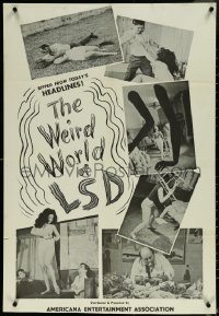 6g0993 WEIRD WORLD OF LSD 25x37 1sh 1967 Robert Ground, big sensational shocker, top cast!