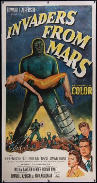 6h0318 INVADERS FROM MARS linen 3sh 1953 classic, hordes of green monsters from outer space, rare!