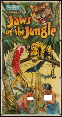 6h0083 JAWS OF THE JUNGLE 3sh 1936 art of snake, tiger & leopard over topless natives, ultra rare!